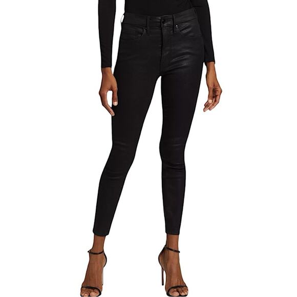 NWT Good American Good Legs Black Coated Skinny Jeans Size 0/25 Retail $169 - Picture 1 of 8